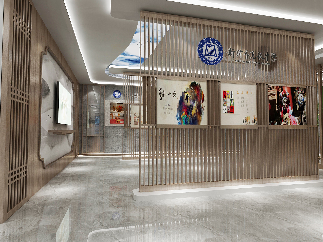 中学校史馆展示展览展厅设计3d效果图|三维|场景|3d设计师ng男 - 原创