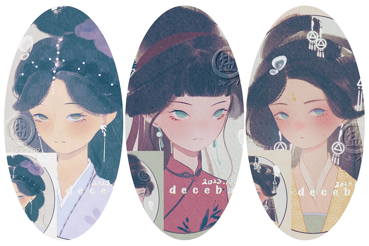 古風少女系列（圖ZMzUzODA3ODA0） - 創(chuàng)作習作 - 站酷設計師鹽柏原創(chuàng)素材 - 站酷ZCOOL