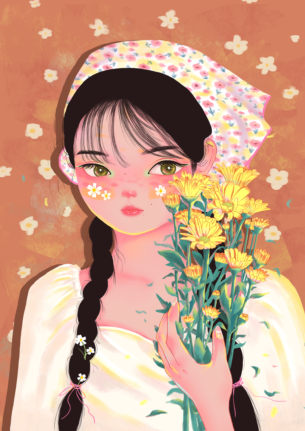 少女与花插画 合集（图ZMzI2ODc5OTgw） - 创作习作 - 站酷设计师荔枝小雪人9原创素材 - 站酷ZCOOL
