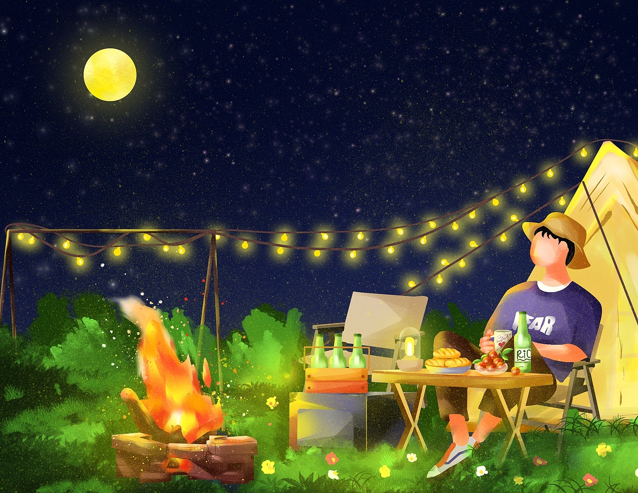 秋日露营记（图ZMzE1NTk4MzYw） - 儿童插画 - 站酷设计师咸二喵原创素材 - 站酷ZCOOL