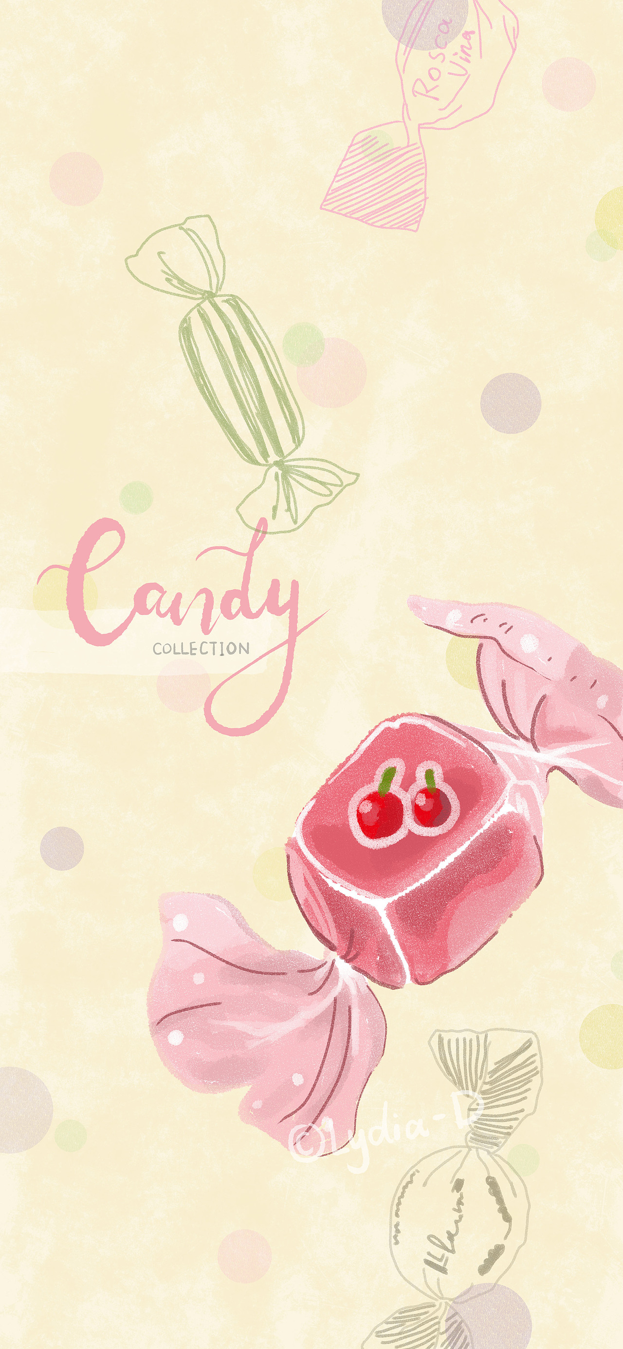 手绘简约壁纸-送你这颗糖-食物插画（图ZMzU5MTUyMDky） - 创作习作 - 站酷设计师绿瓷叮叮原创素材 - 站酷ZCOOL