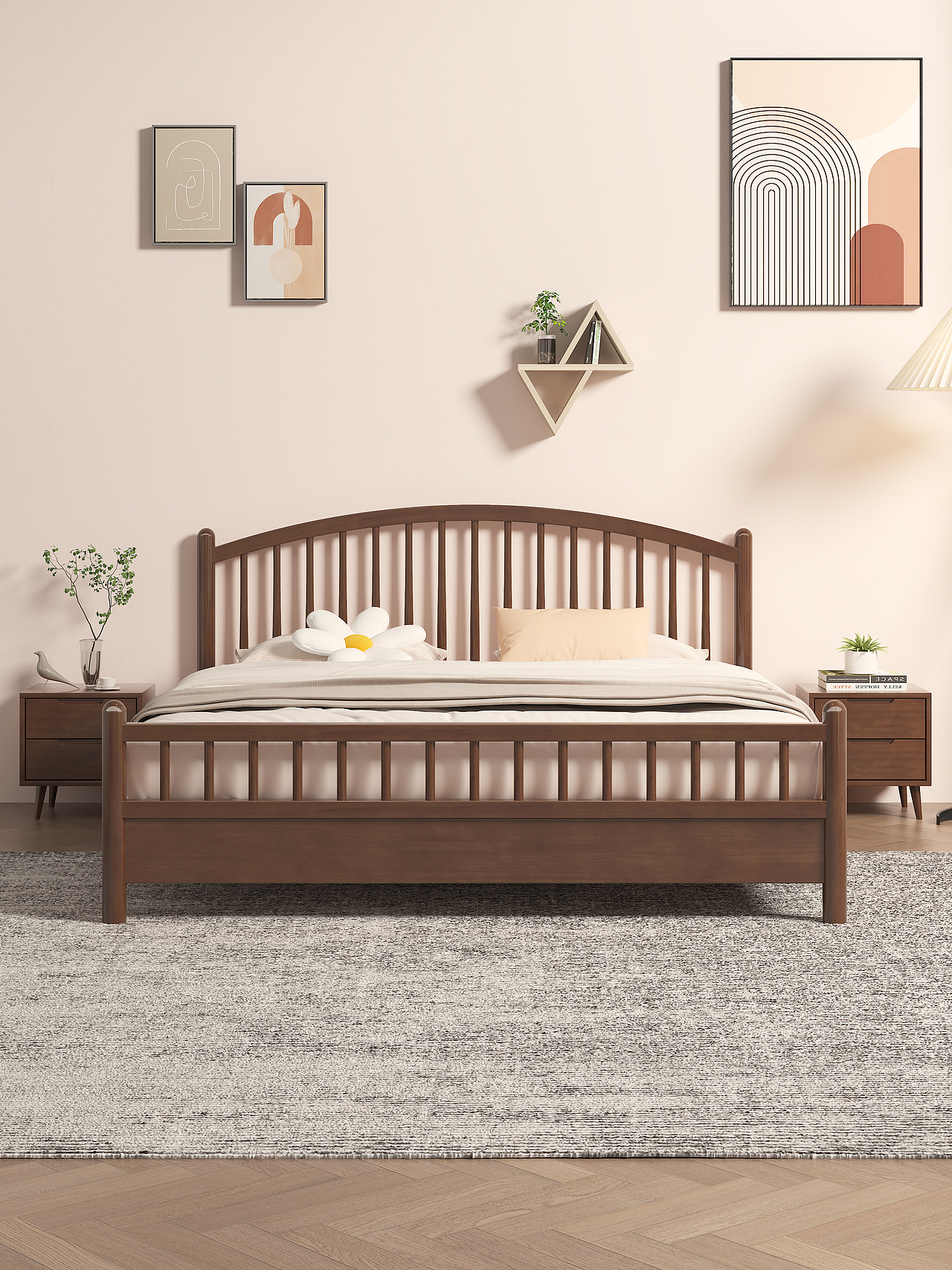 北欧温莎实木床