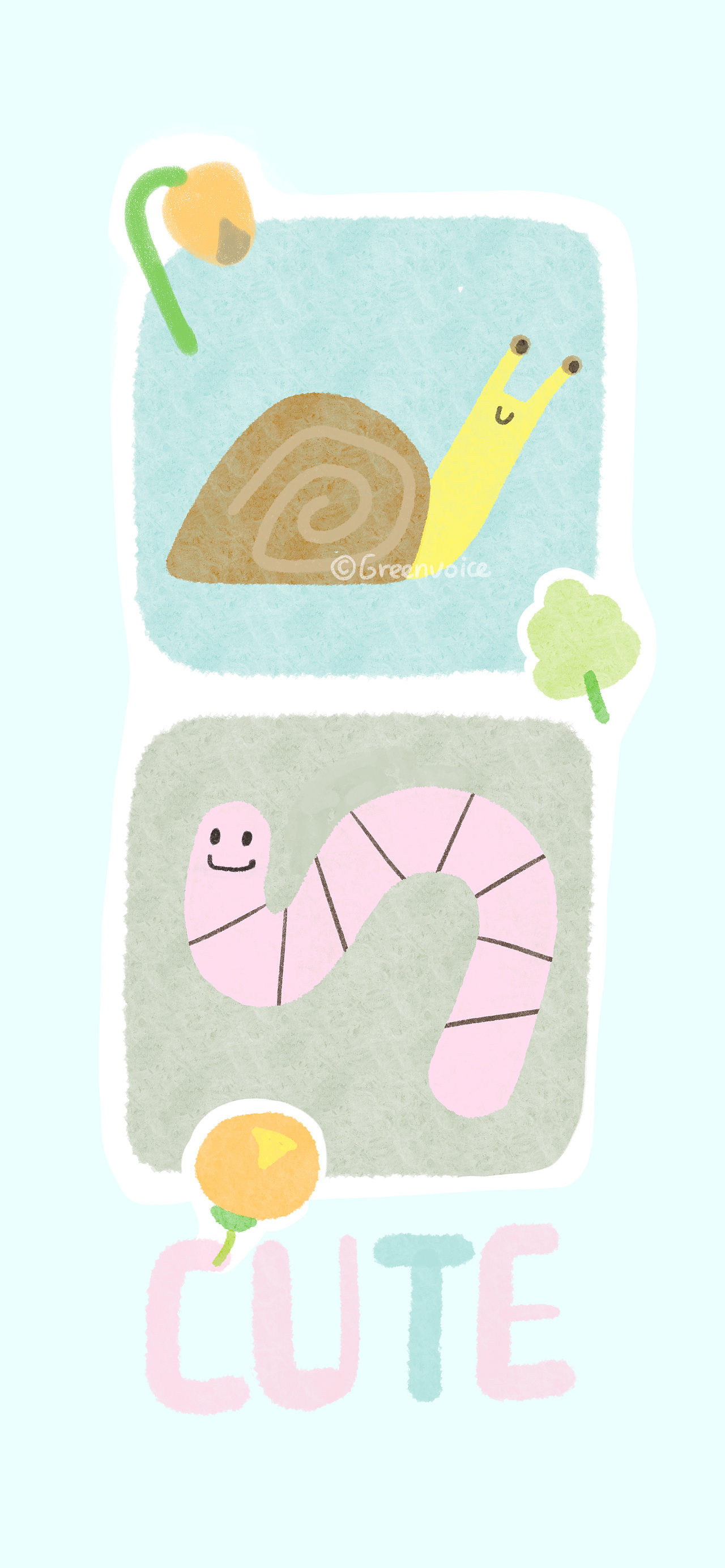 壁纸分享-我在我的小世界-动物插画（图ZMzU0NDUxMTQ0） - 创作习作 - 站酷设计师绿瓷叮叮原创素材 - 站酷ZCOOL