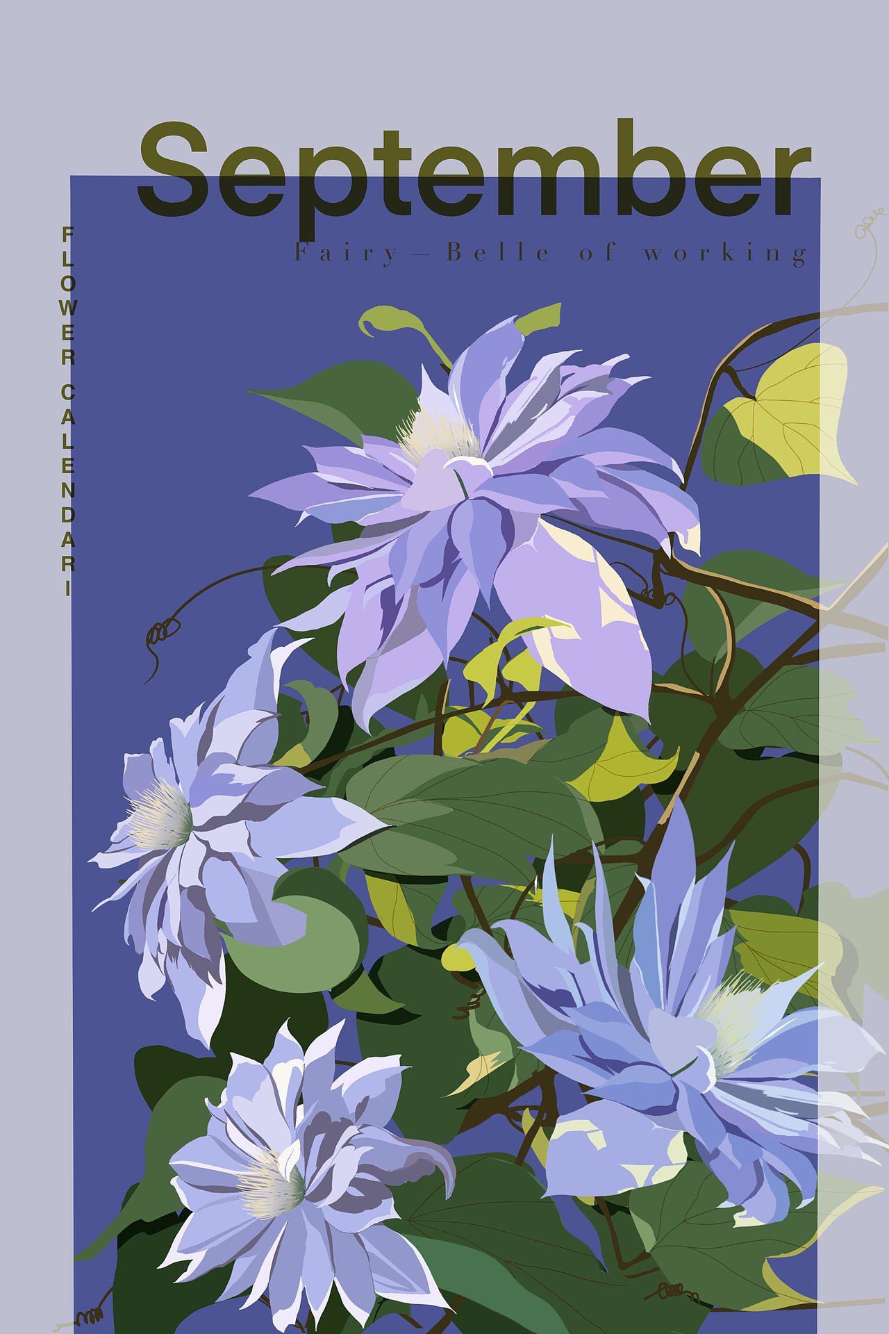 扁平风花卉插画十二月台历