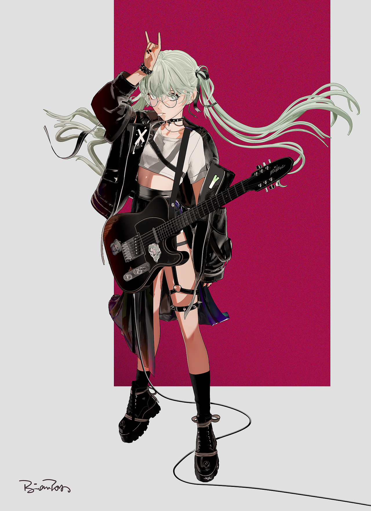 Miku J-Rock（自制Miku无偿开源）（图ZMzUwMjIwMDM2） - 人物/生物 - 站酷设计师BrianTongda原创素材 - 站酷ZCOOL