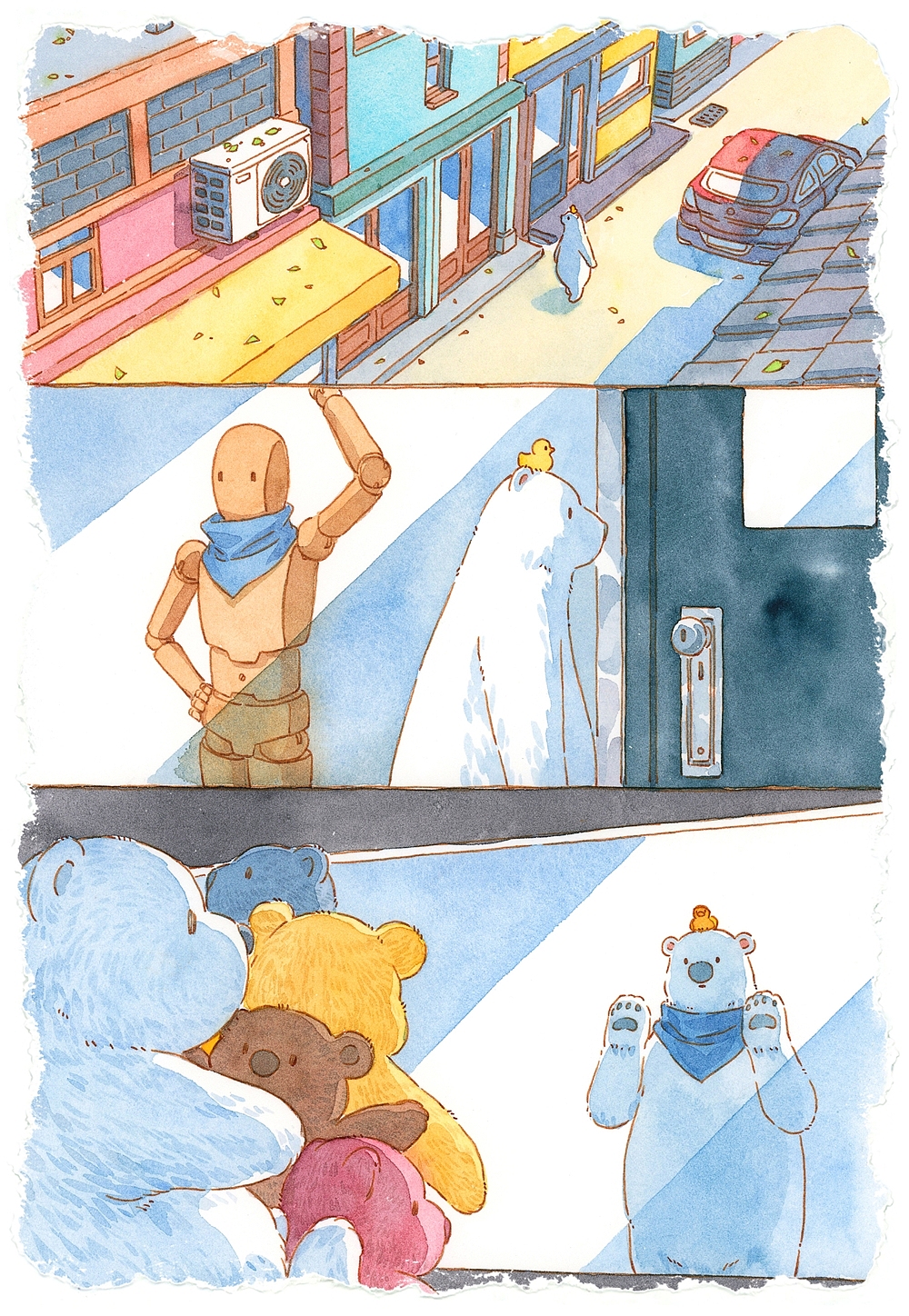 水彩漫画《南风》一只北极熊的漂流（图ZMzM2MTg2MDg4） - 绘本 - 站酷设计师包宅原创素材 - 站酷ZCOOL