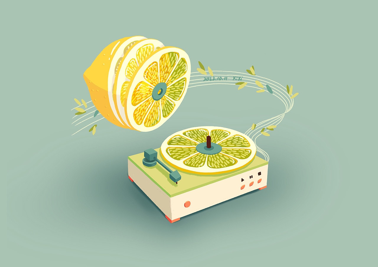 柠檬唱片机（图ZMzYxNTE3MzYw） - 创作习作 - 站酷设计师小茜xixi原创素材 - 站酷ZCOOL