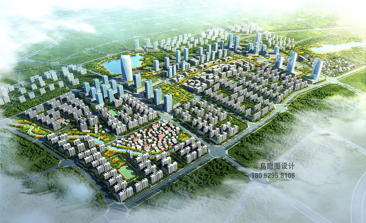 城市规划鸟瞰图作品