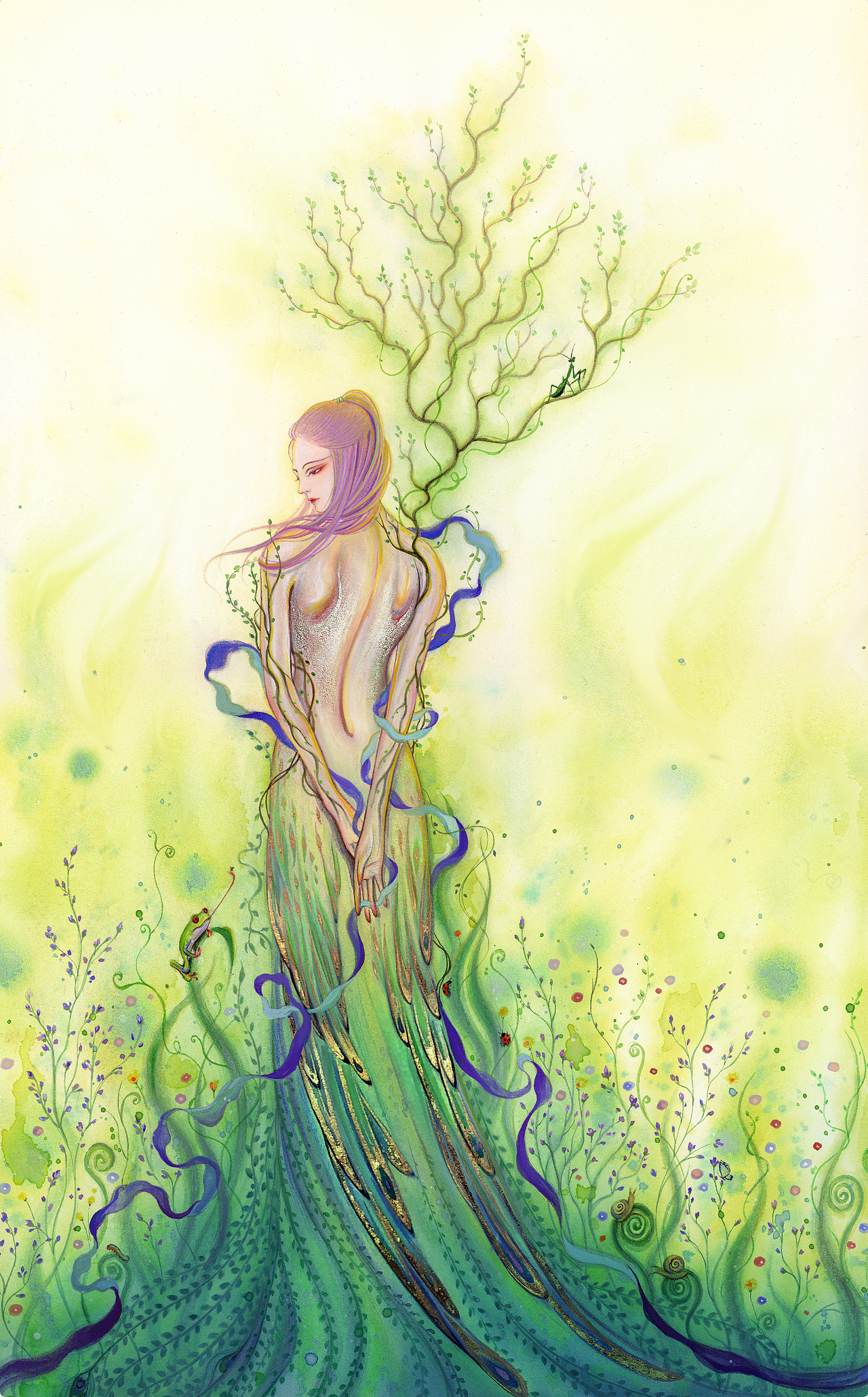  br>句芒人首鸟身,着青衣,掌管着树木发芽和万物生长.