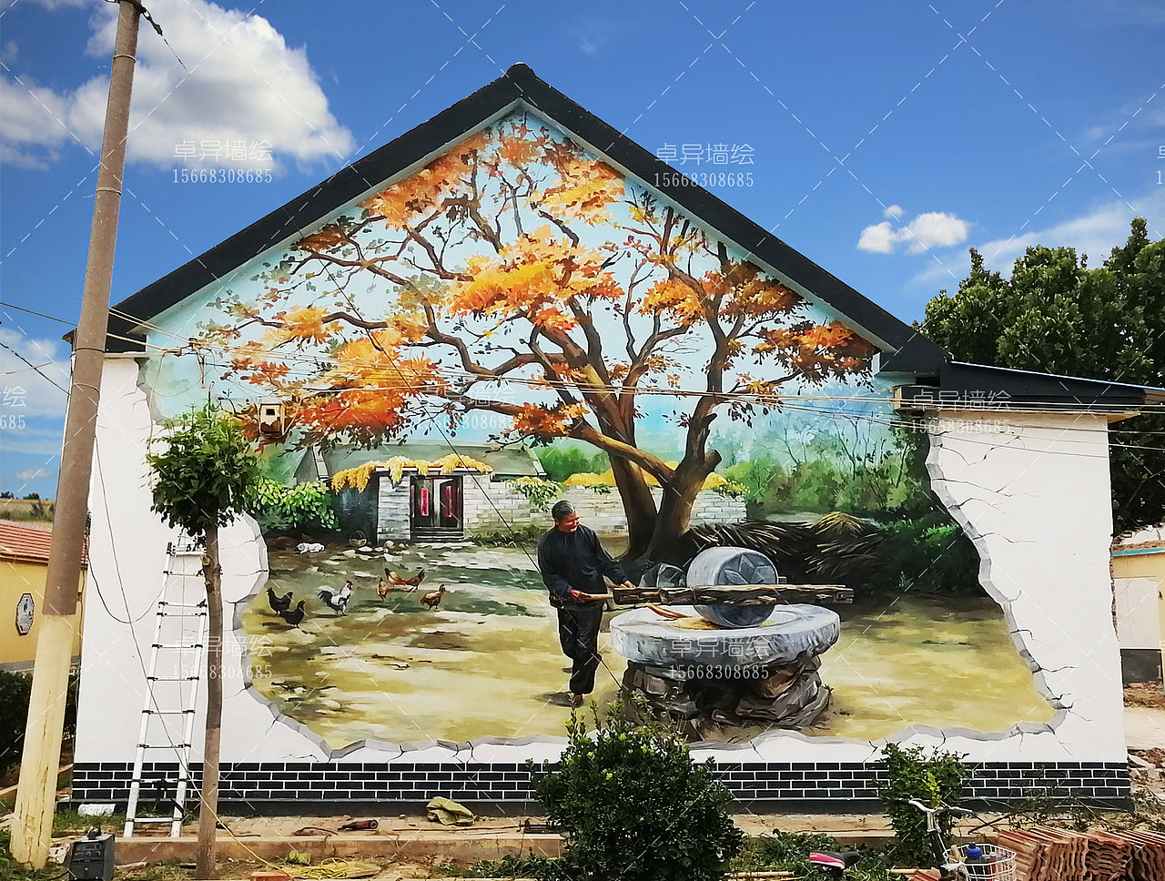 农村传统民俗主题3D墙绘|农村墙体彩绘（图ZMzQ5OTMxMTQw） - 新锐潮流插画 - 站酷设计师卓异艺术墙绘原创素材 - 站酷ZCOOL