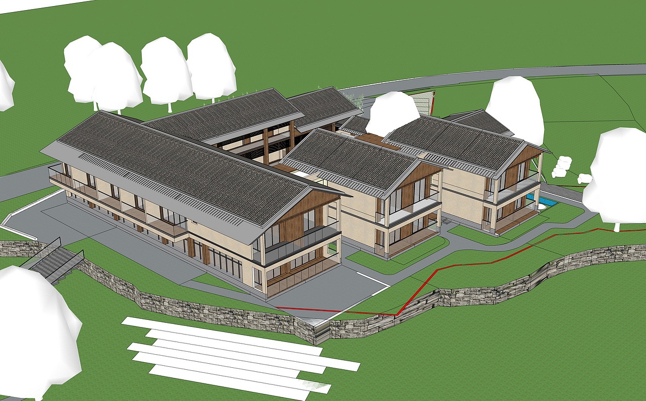 卧龙居民宿SU模型下载