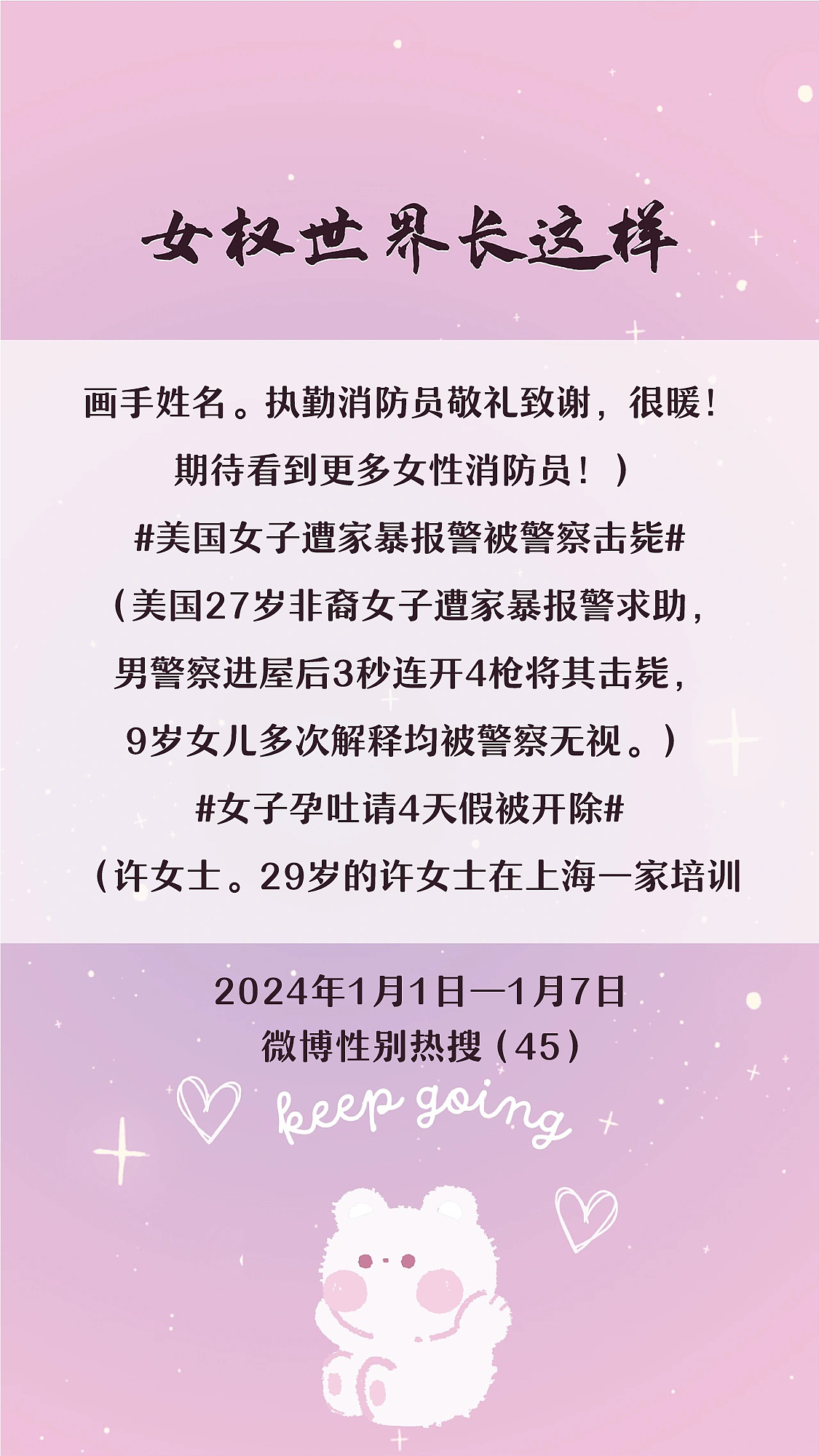 阿p-女权世界长这样73: 1/1/2024-1/7/2024（上）