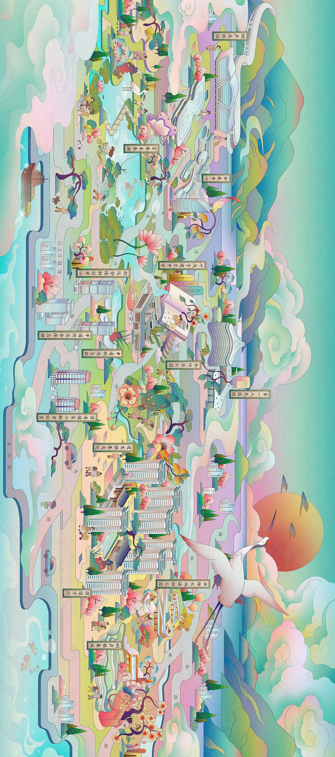 杭州建发天悦新中式山水地图(图ZMzY4NDA3NzA4) - 商业插画 - 站酷设计师moocheano原创素材 - 站酷ZCOOL