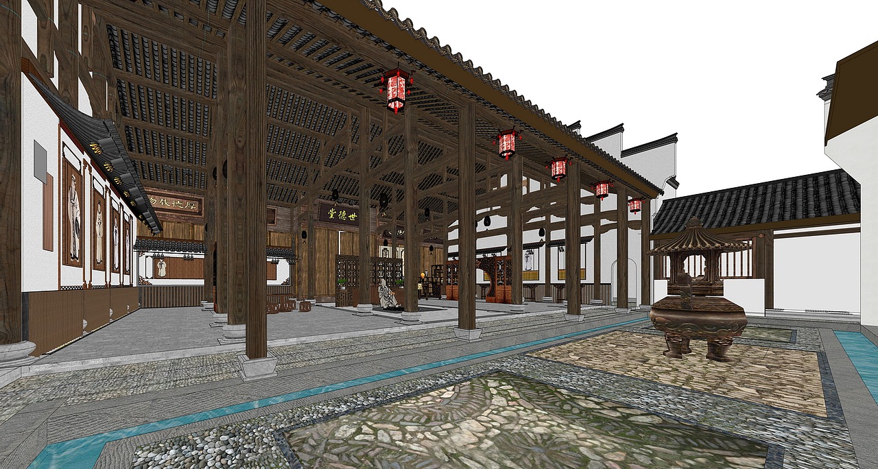 举人祠祠堂SU模型下载