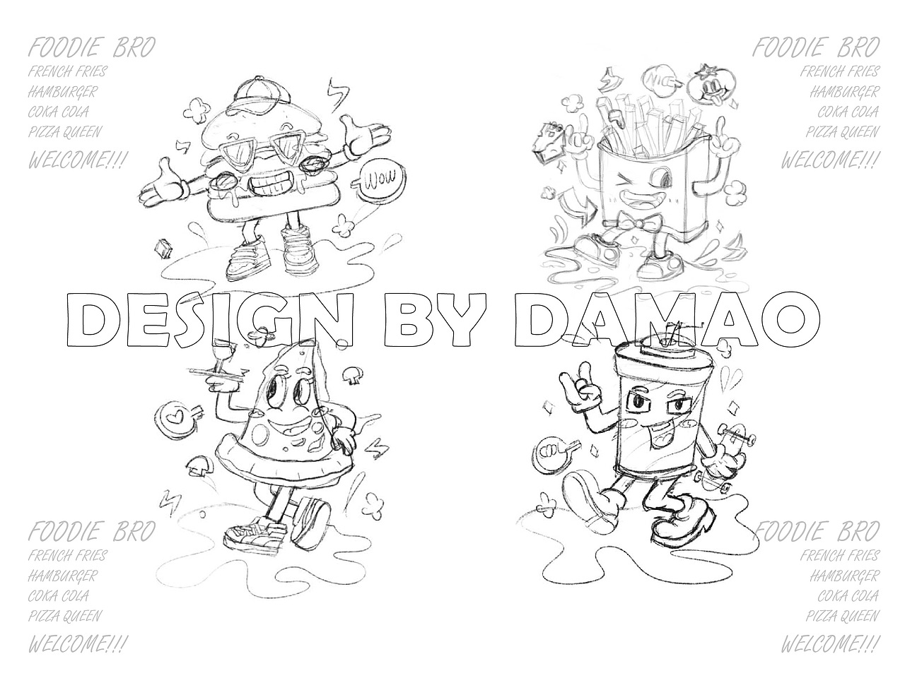 原创多巴胺美食潮流ai插画