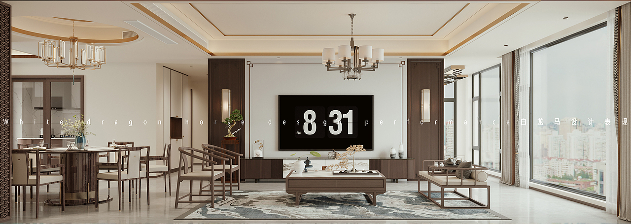 新中式轻奢客餐厅（图ZMzU1MTA1NjY0） - 酒店餐饮设计 - 站酷设计师是小君呀效果图原创素材 - 站酷ZCOOL