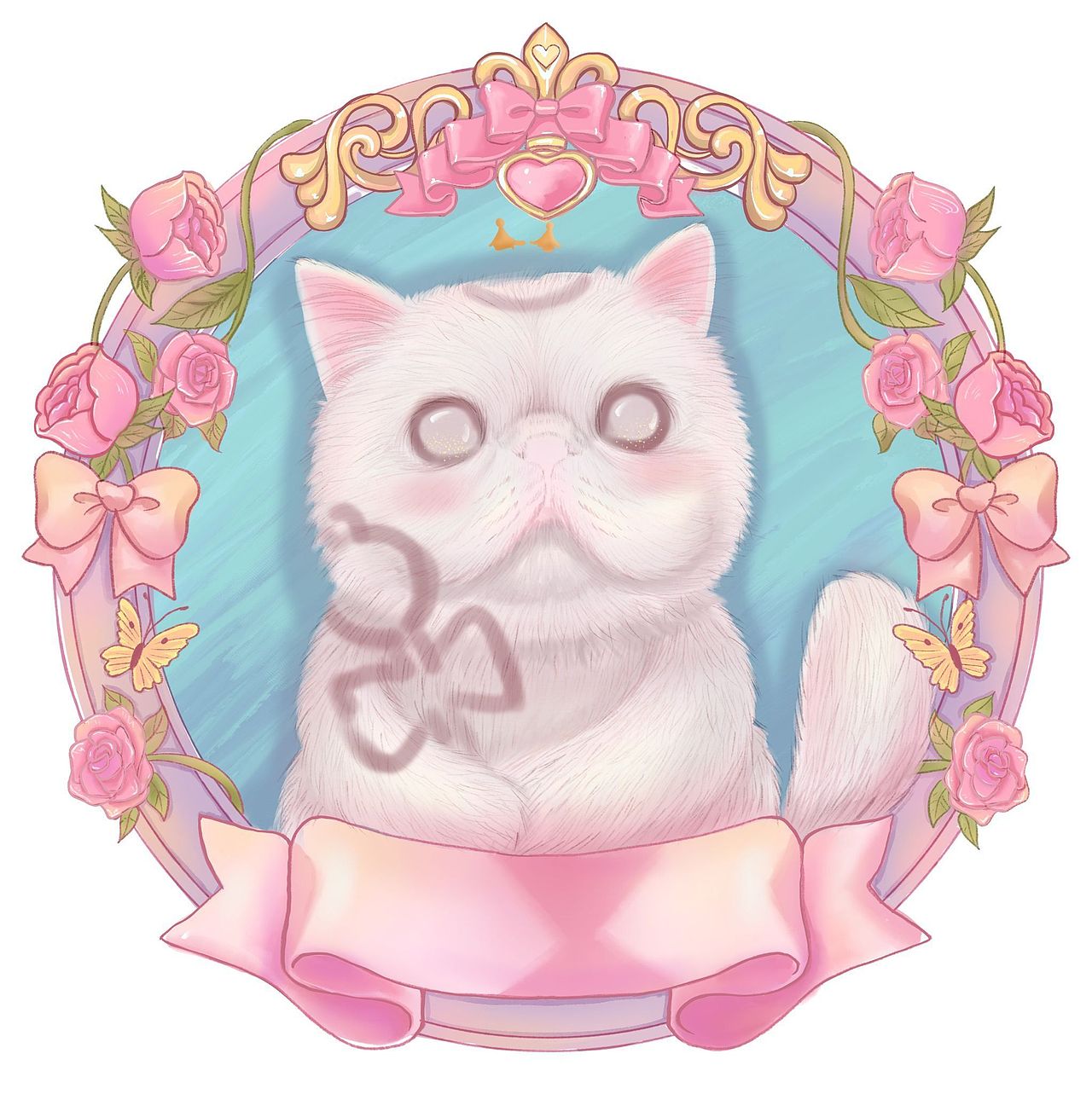 公主风波斯宠物猫咪插画