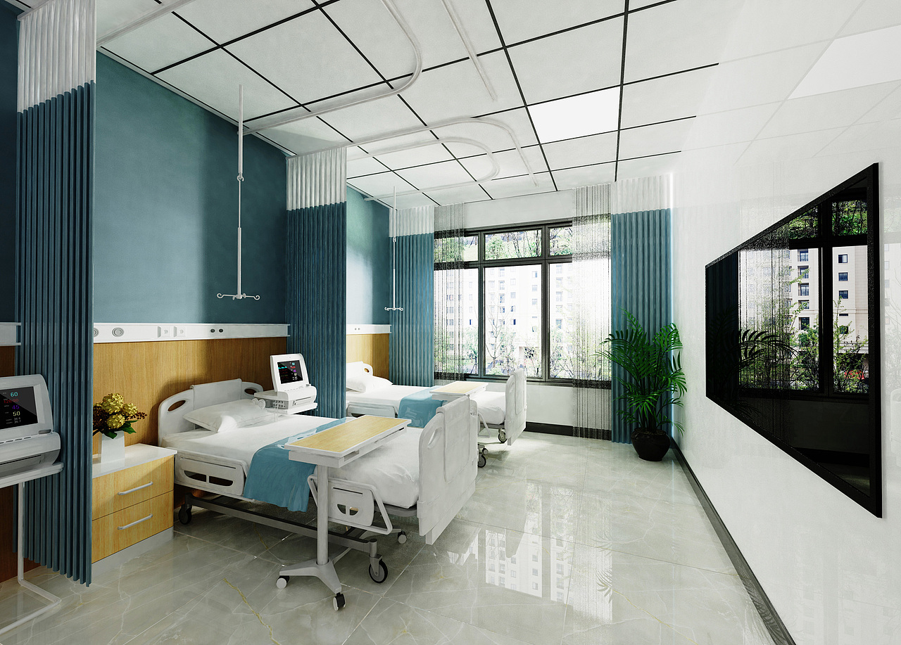 第十九期keyshot医疗病床场景源文件医疗医院病房场景
