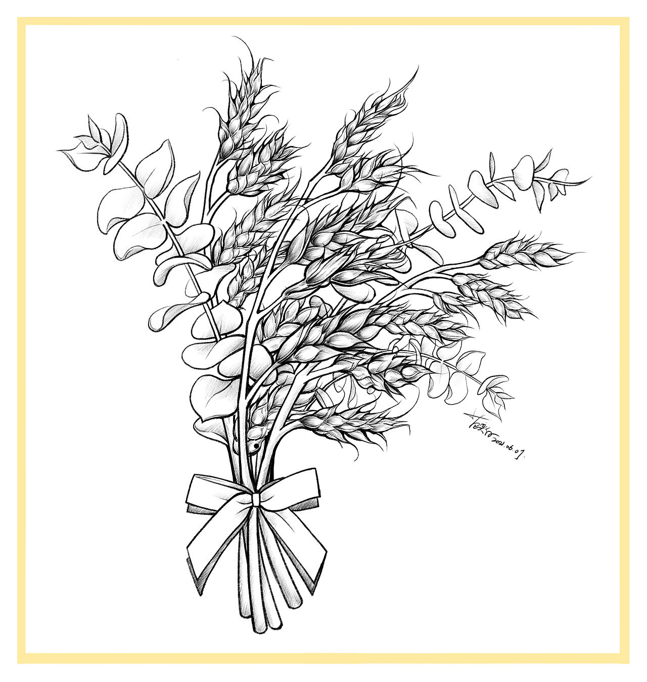 十月稻田杂粮包装设计 速写风格 植物手绘 商业插画