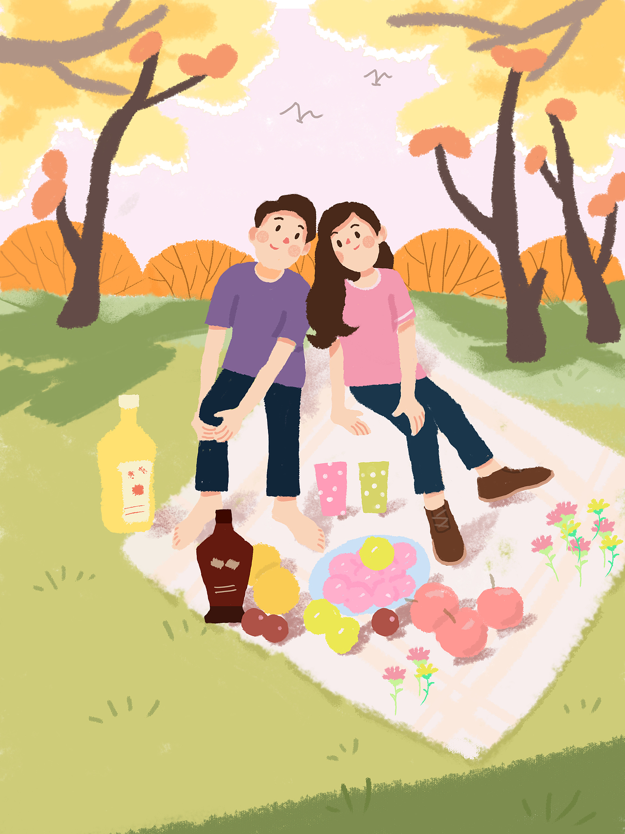秋天情侣野餐