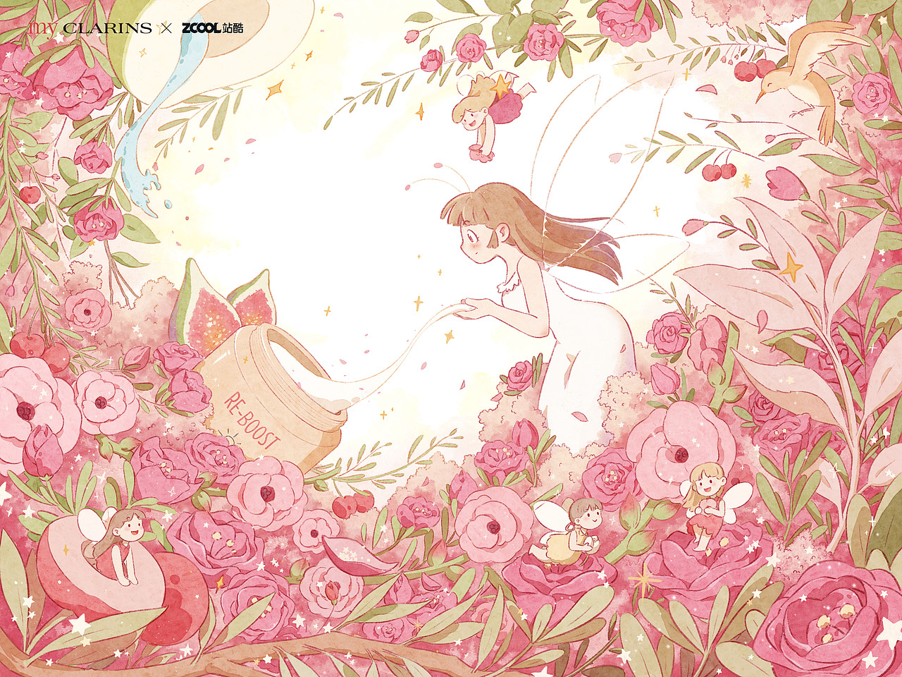 《梦幻花园》「my CLARINS 好食肌长绽放」美肌植愈记（图ZMzQ0OTk4ODI0） - 海报 - 站酷设计师kiki猫大厨原创素材 - 站酷ZCOOL