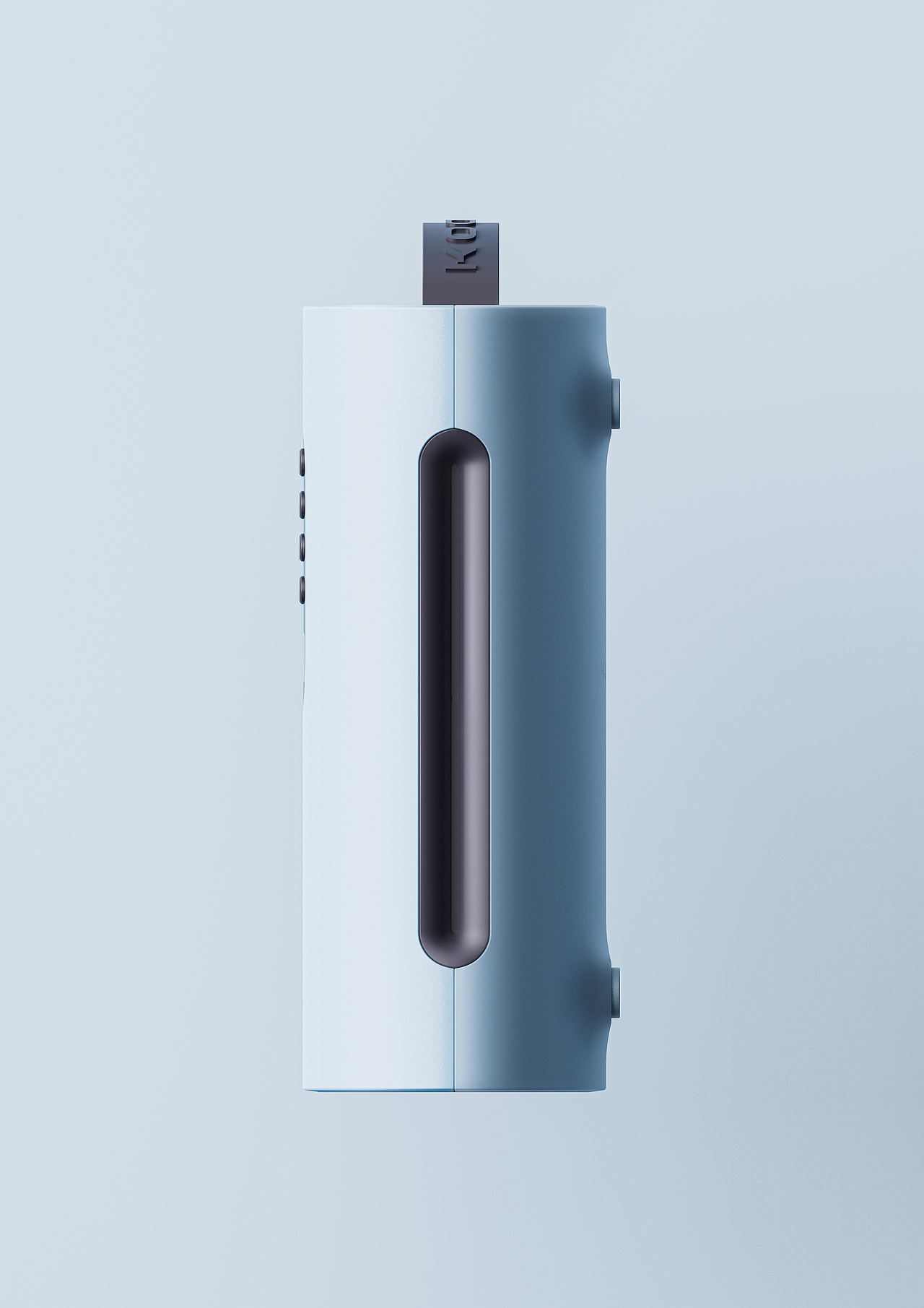 轻量化设计 br>散热孔的造型是跑道圆形设计,提手灵感来源于手袋,均以