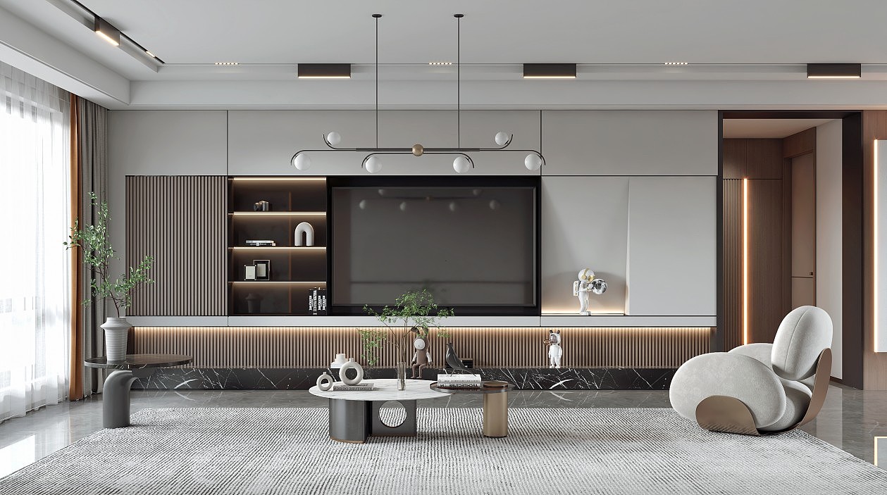 现代风格客餐厅（图ZMzI2NzgzNDY0） - 商业空间设计 - 站酷设计师效果图小芳原创素材 - 站酷ZCOOL
