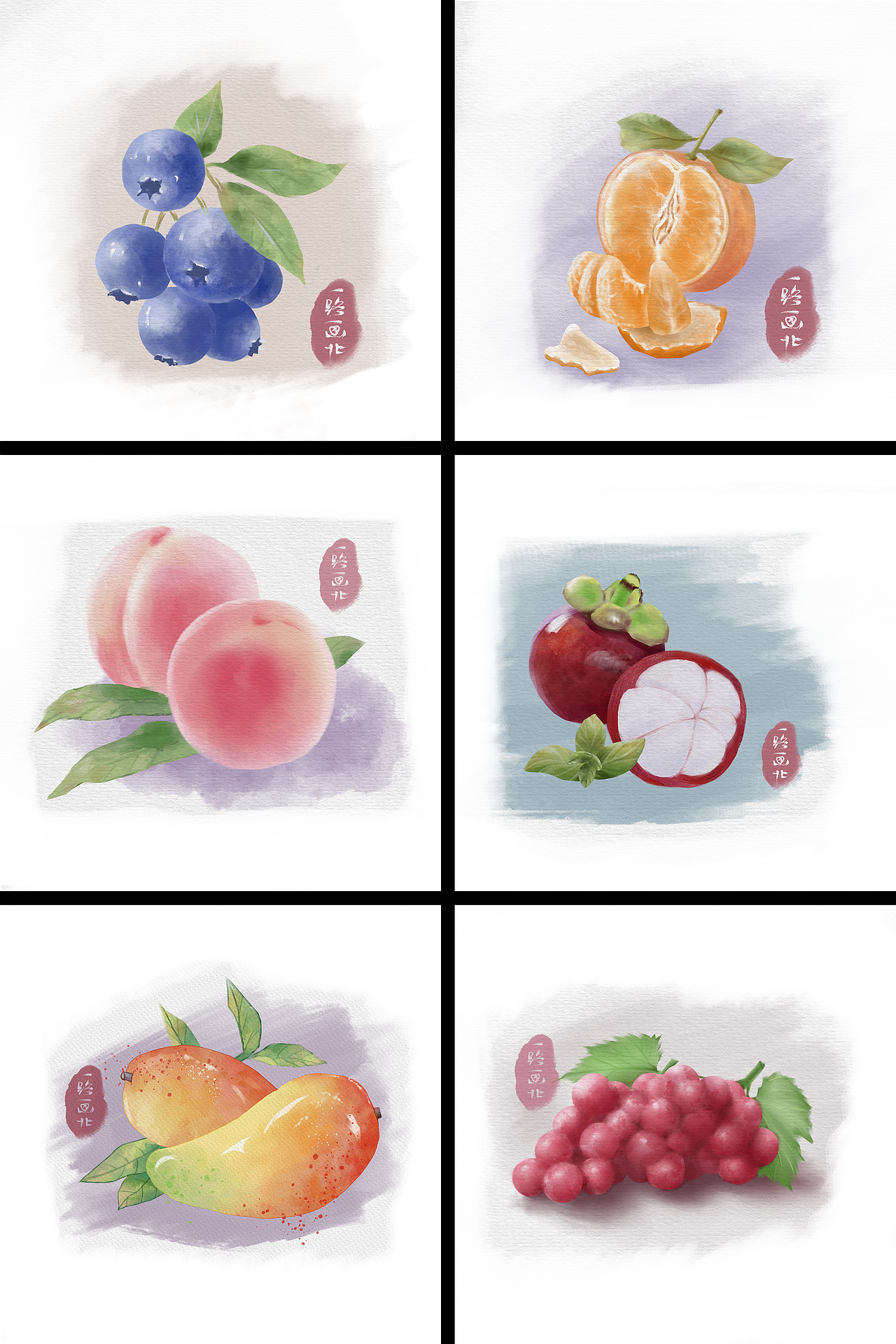 水果插画（图ZMzUyNzE3ODI4） - 艺术插画 - 站酷设计师一路画北原创素材 - 站酷ZCOOL