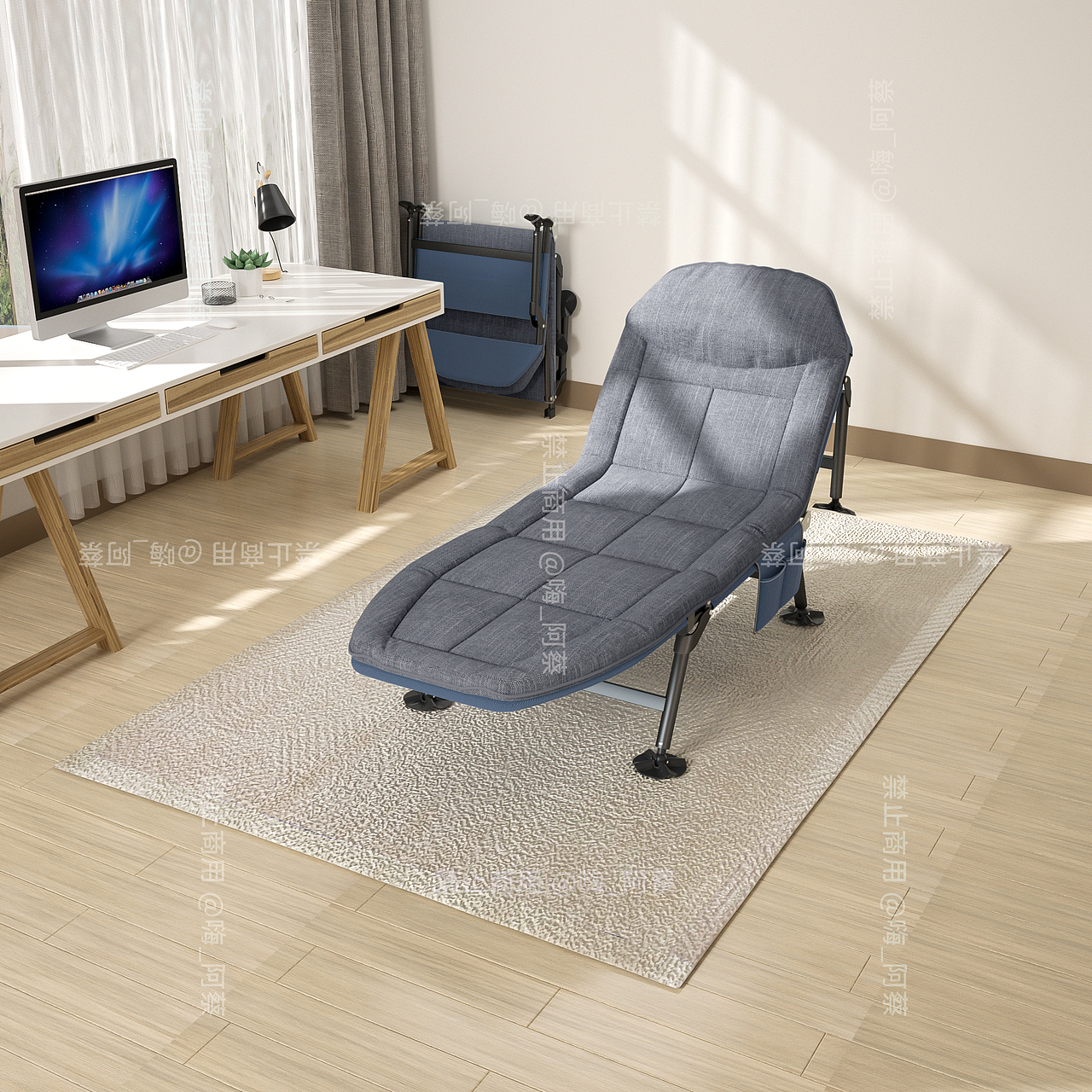 喇叭脚充棉美式折叠午休床