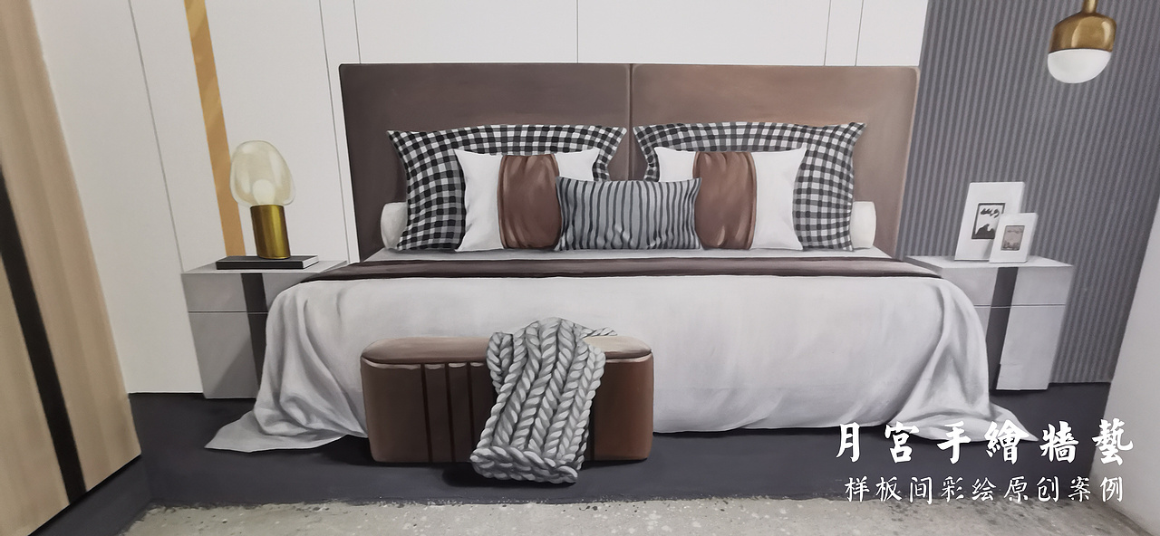 高质量的样板间彩绘是什么样子的-西湖映画样板间彩绘（图ZMzQ4MDkzMzI4） - 新锐潮流插画 - 站酷设计师郑州月宫手绘原创素材 - 站酷ZCOOL