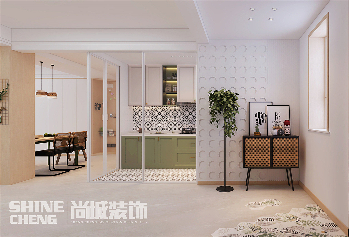 泰安卧龙大观小区144平北欧风格装饰设计效果图案例