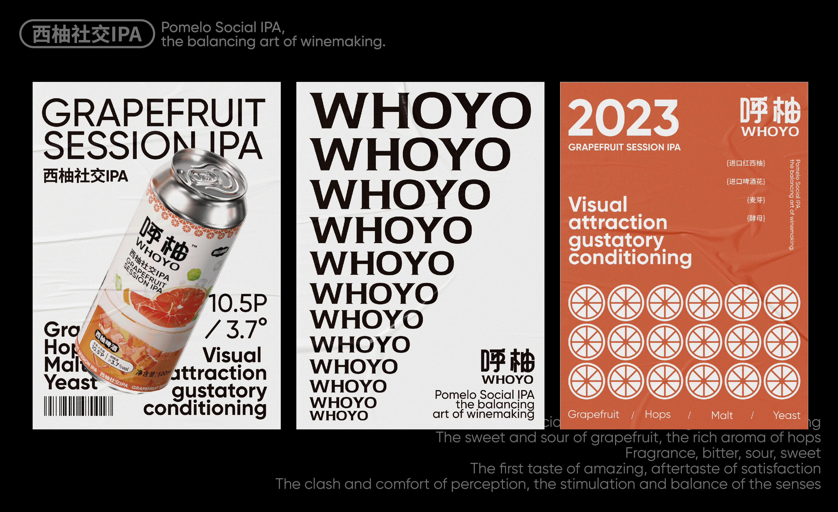 呼柚WHOYO™️｜西柚社交IPA精酿啤酒包装设计