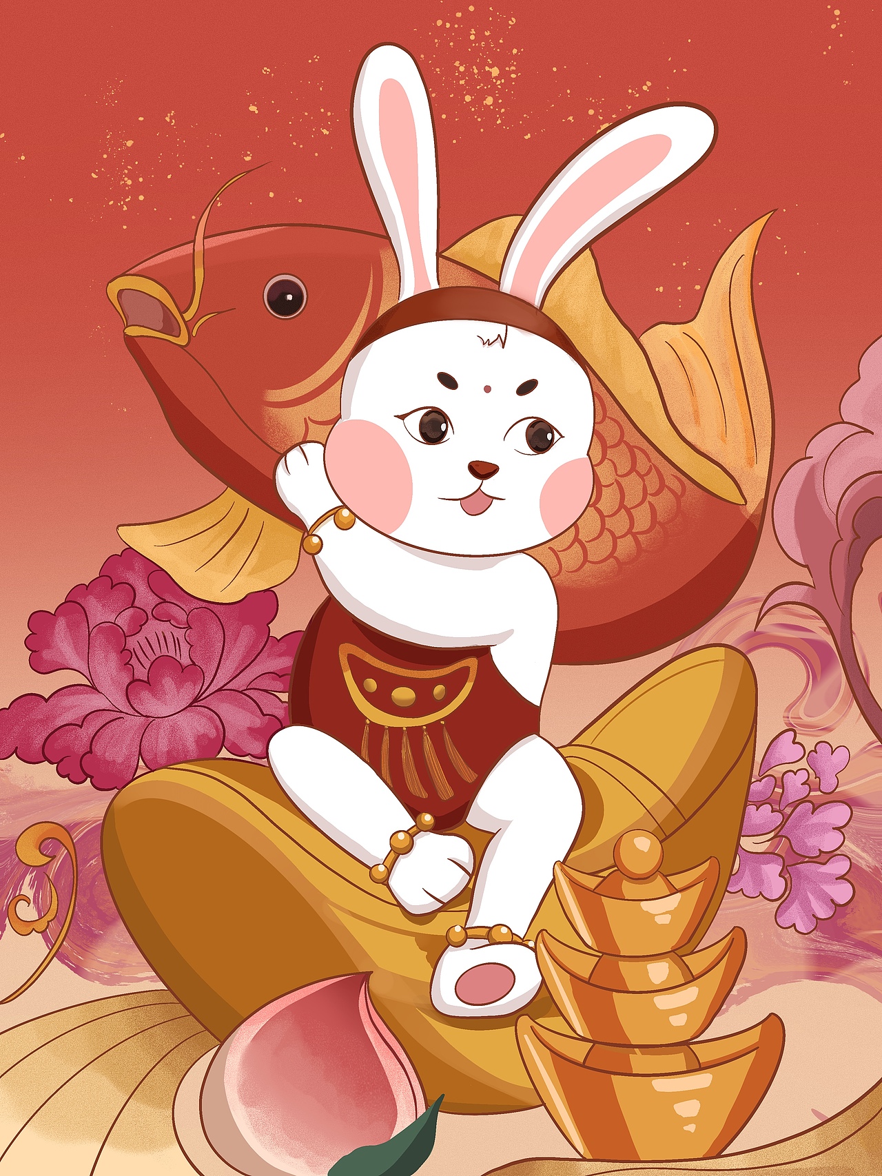 新春兔年插画（图ZMzIzNzE0NTU2） - 商业插画 - 站酷设计师甜不辣加辣原创素材 - 站酷ZCOOL