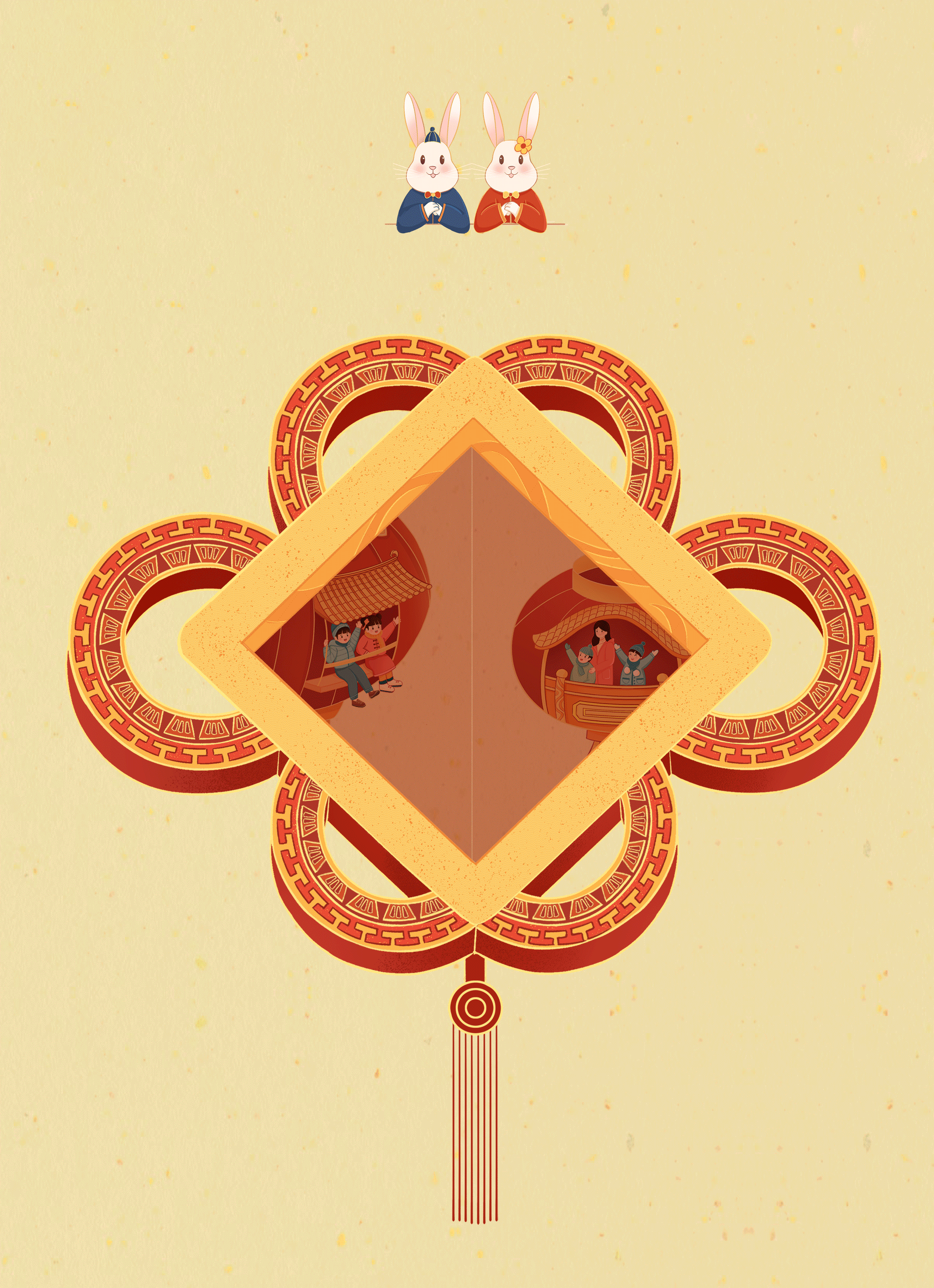 【中国结里的中国年】春节年俗长卷（图ZMzE3ODk1NzU2） - 商业插画 - 站酷设计师庄小庄zzEllen原创素材 - 站酷ZCOOL