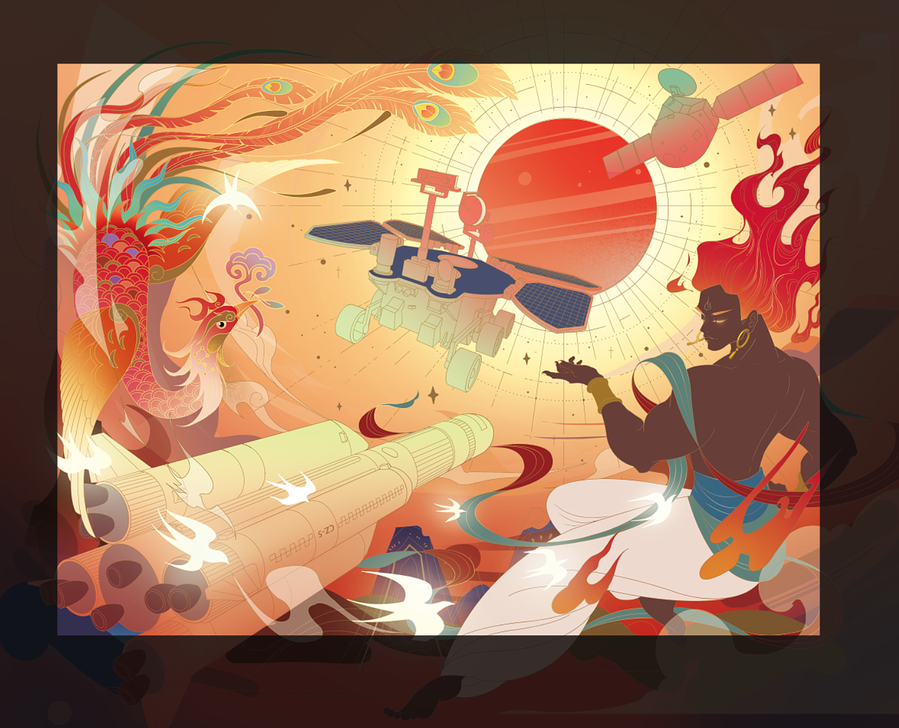 国风插画(三)——祝融神威向神火