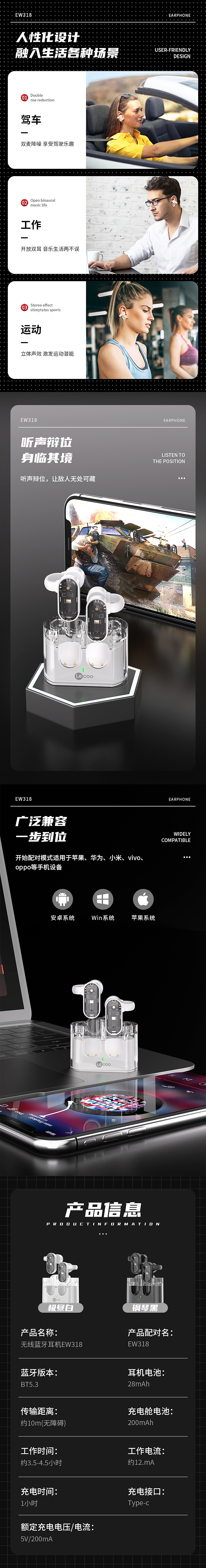 电商详细页 | 联想来酷蓝牙耳机 | 视觉精选*4