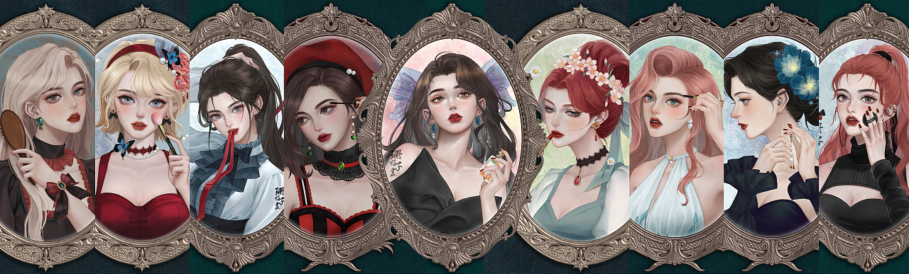 镜中妆系列（图ZMzIwNzc4MjY0） - 艺术插画 - 站酷设计师珊子就想画些画原创素材 - 站酷ZCOOL
