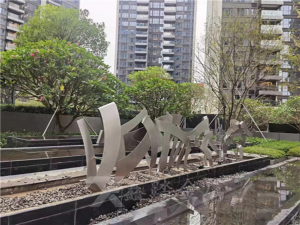 楼盘入口不锈钢艺术景观雕塑 飘带元素