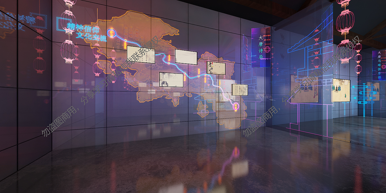 大明宫考古探索中心局部（赛博风展馆设计）（图ZMzUwODA1NDM2） - 展陈设计 - 站酷设计师段雪婧原创素材 - 站酷ZCOOL