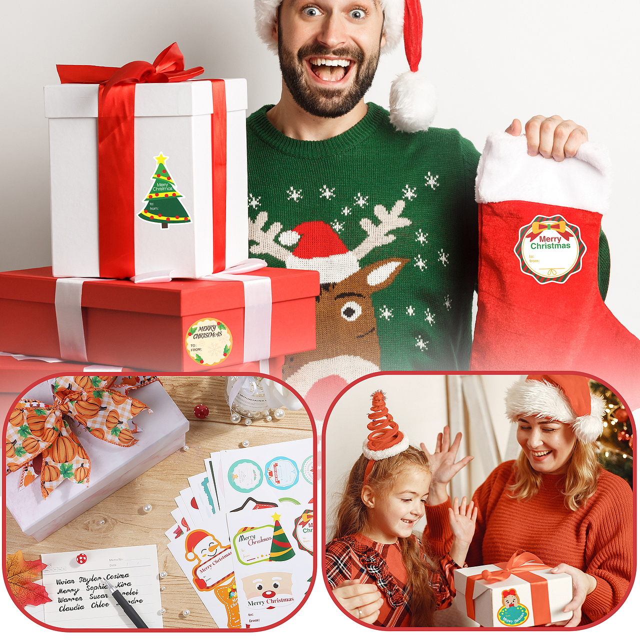 亚马逊套图设计-圣诞儿童卡通贴纸