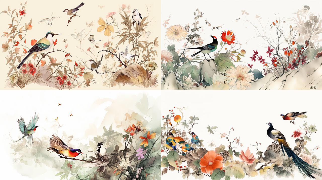 传统写意花鸟画（图ZMzM2NzY4MTU2） - AI作品 - 站酷设计师慶先生原创素材 - 站酷ZCOOL