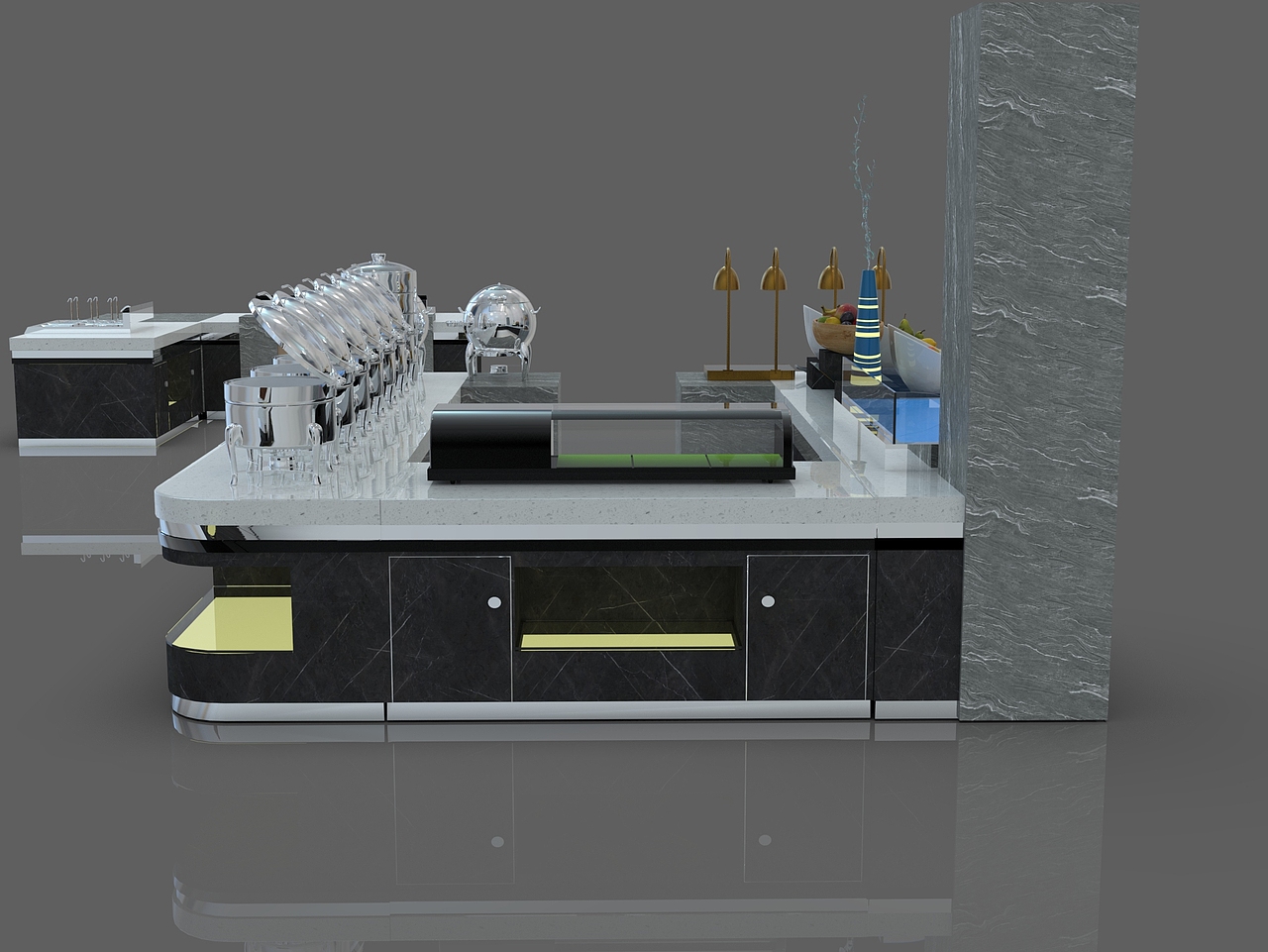 2022年新力士布菲炉厂家广州酒店用品展自助餐台设计