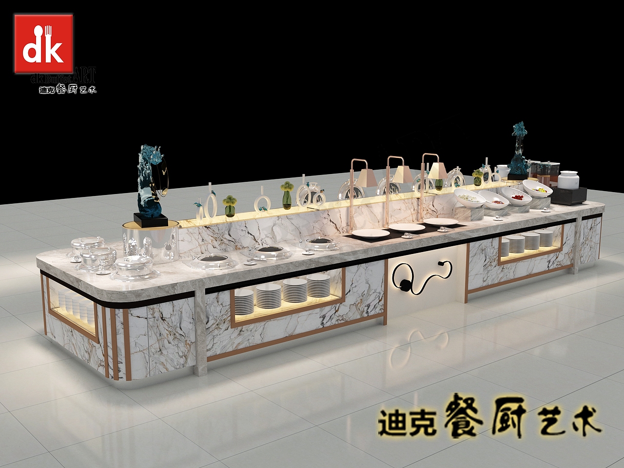 组合布菲台定制高端自助餐台 自助餐台面摆设设计 