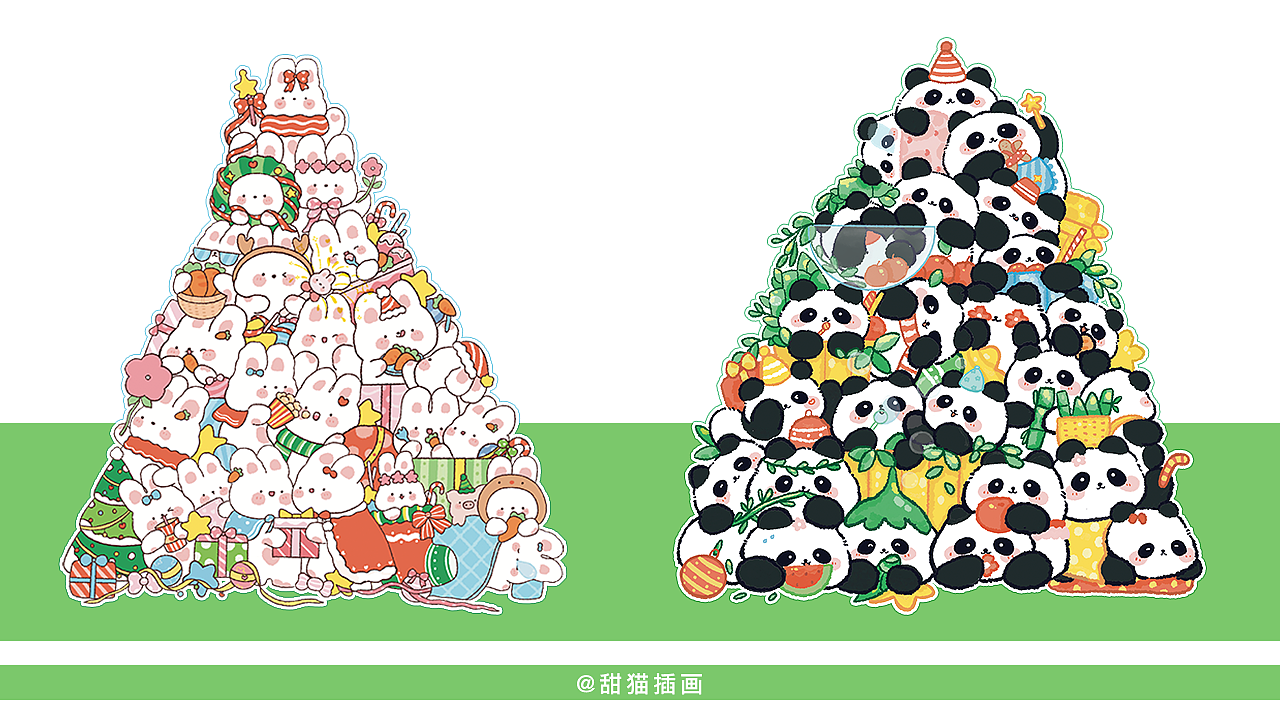 圣诞节萌宠堆堆树（图ZMzU0NzAzNjk2） - 商业插画 - 站酷设计师yuna甜猫原创素材 - 站酷ZCOOL