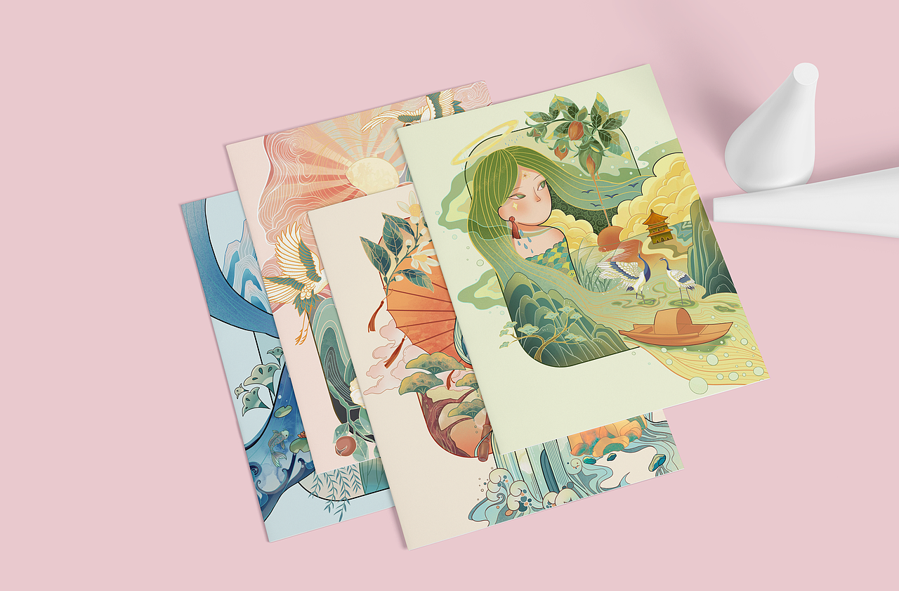 植系护养东方美系列插画