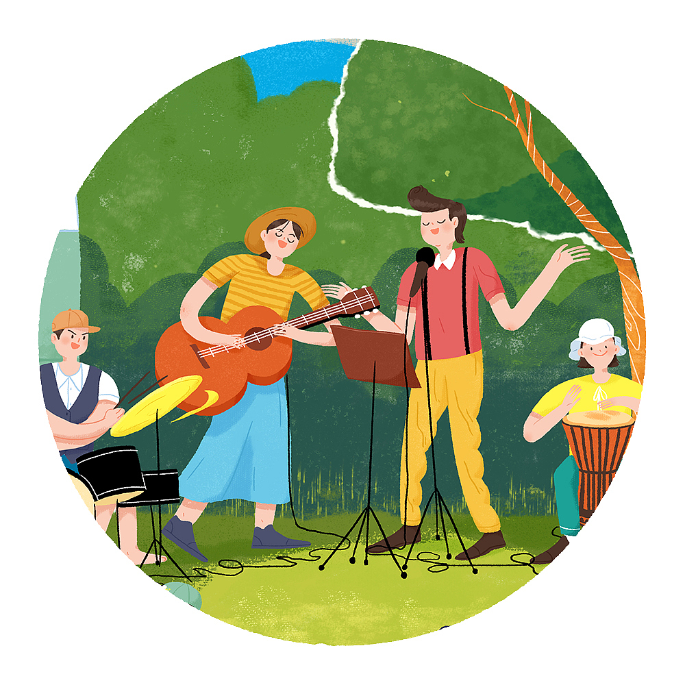 原创音乐露营风格插画（图ZMzE1NzE3MTI0） - 商业插画 - 站酷设计师嘉壕gaahou原创素材 - 站酷ZCOOL