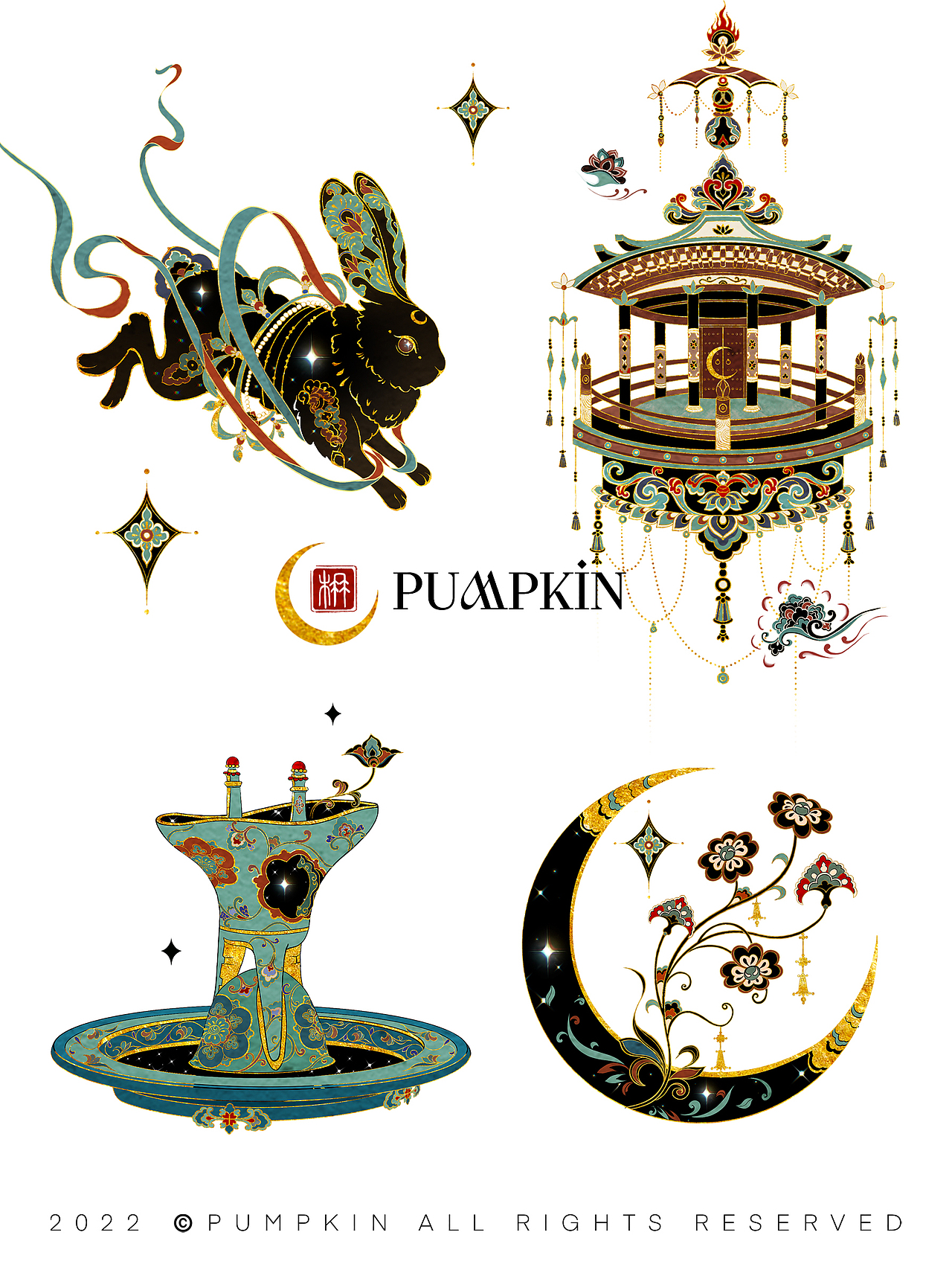 2022作品合集｜复古纹样插画系列（图ZMzMwNDc0ODcy） - 商业插画 - 站酷设计师方楠Pumpkin原创素材 - 站酷ZCOOL