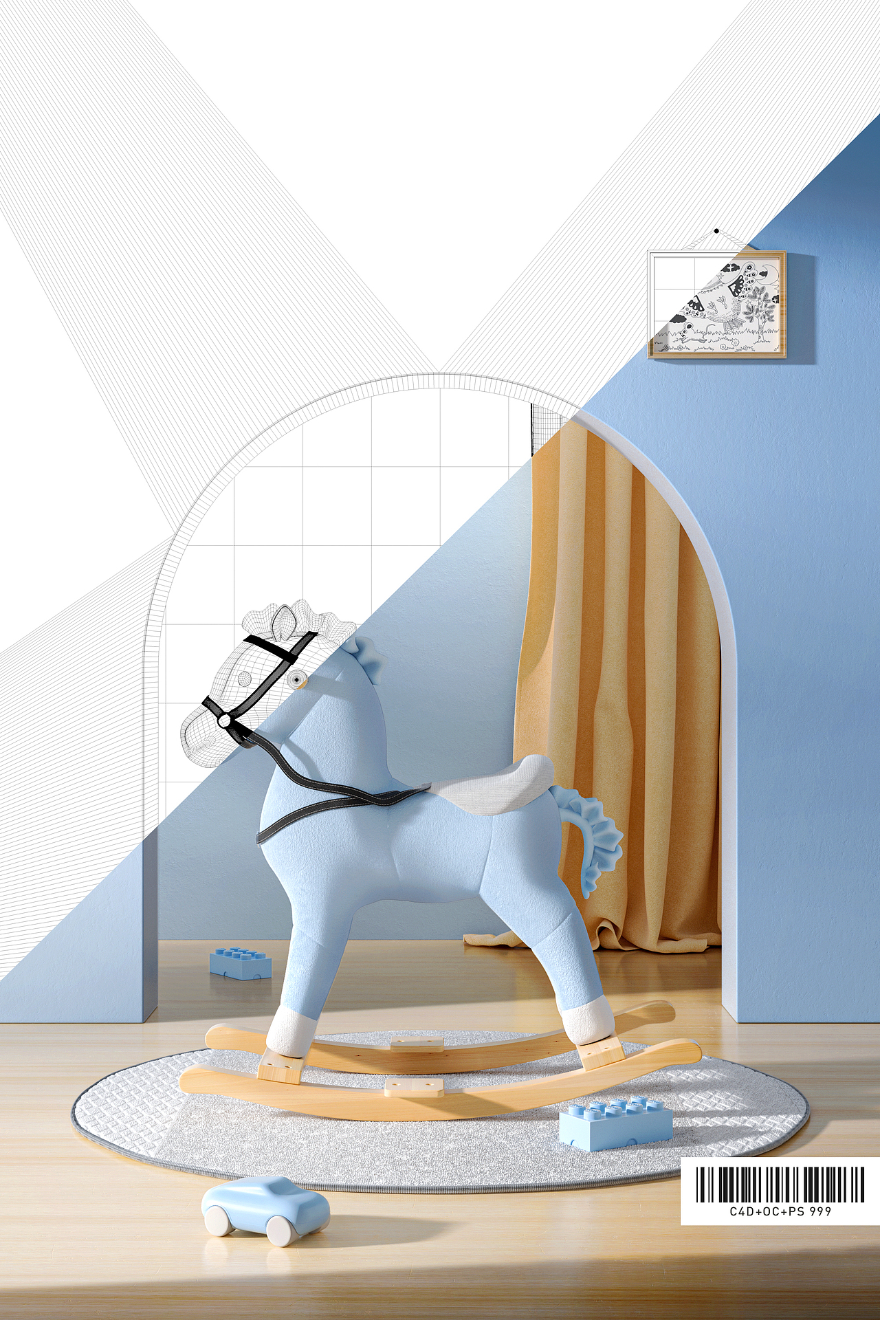 一组儿童木马的渲染图（图ZMzI4MDQzMTk2） - 产品 - 站酷设计师Dragon_C4D原创素材 - 站酷ZCOOL