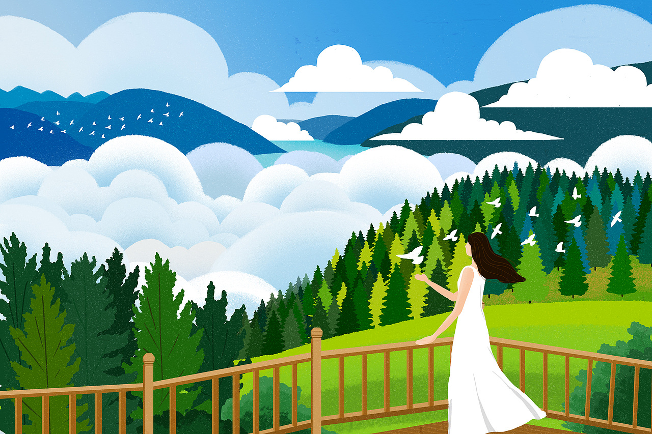 扁平风系列插画-我走过的喀纳斯