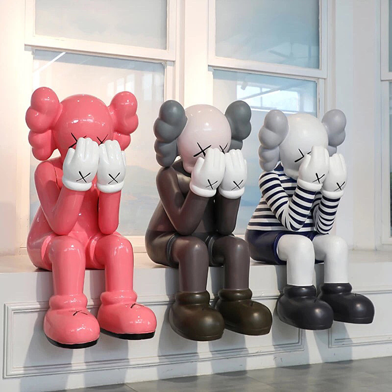 商场广场玻璃钢芝麻街卡通公仔kaws雕塑网红潮玩摆件